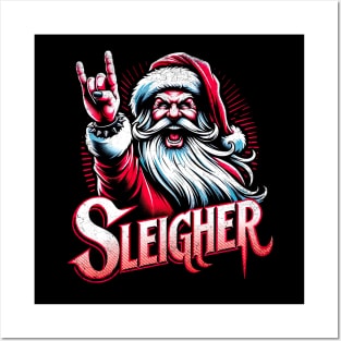 Sleigher Santa Claus Rock Christmas Posters and Art